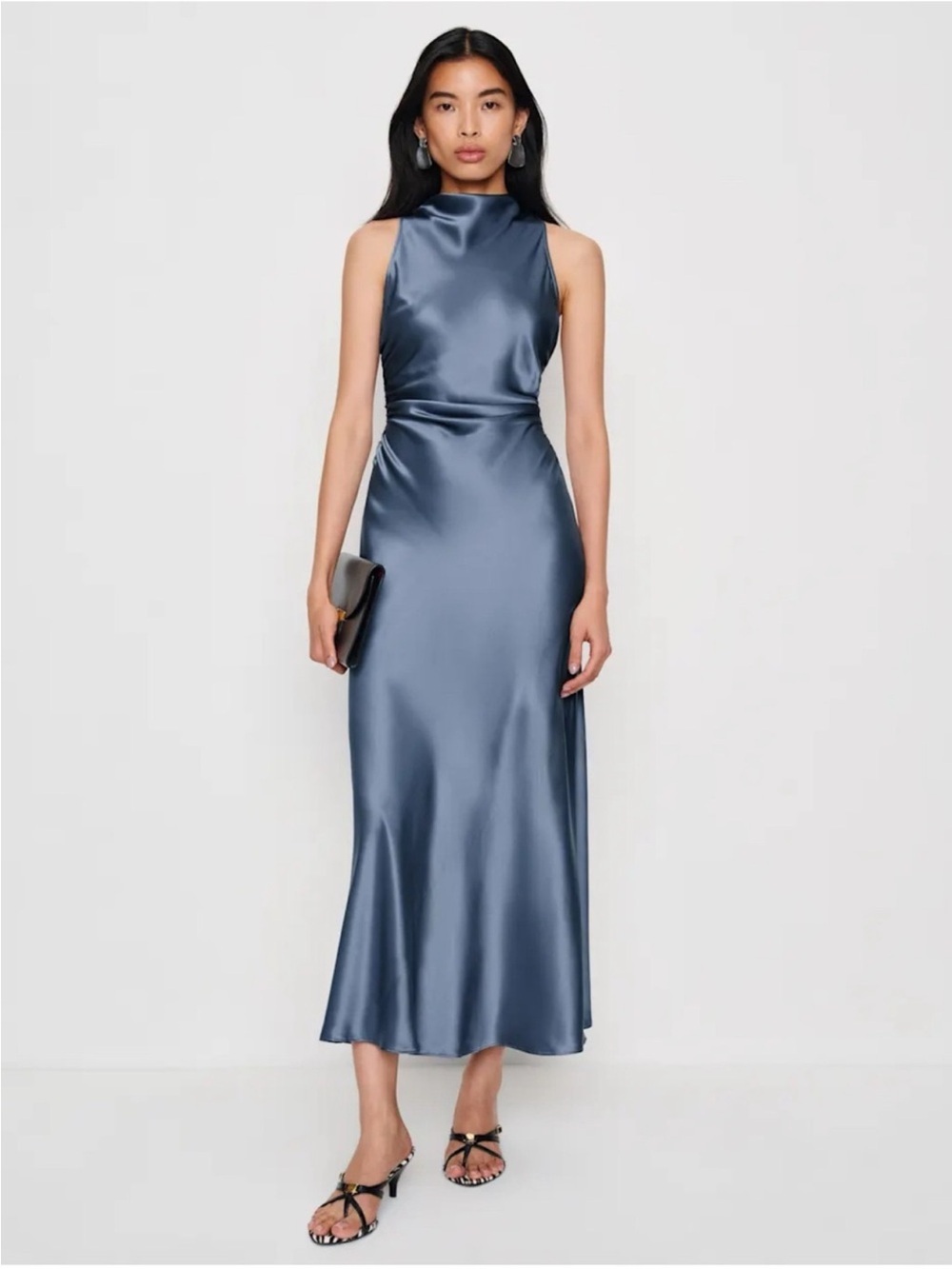 NWT Reformation Casette Silk Dress Cornflower Blue 0